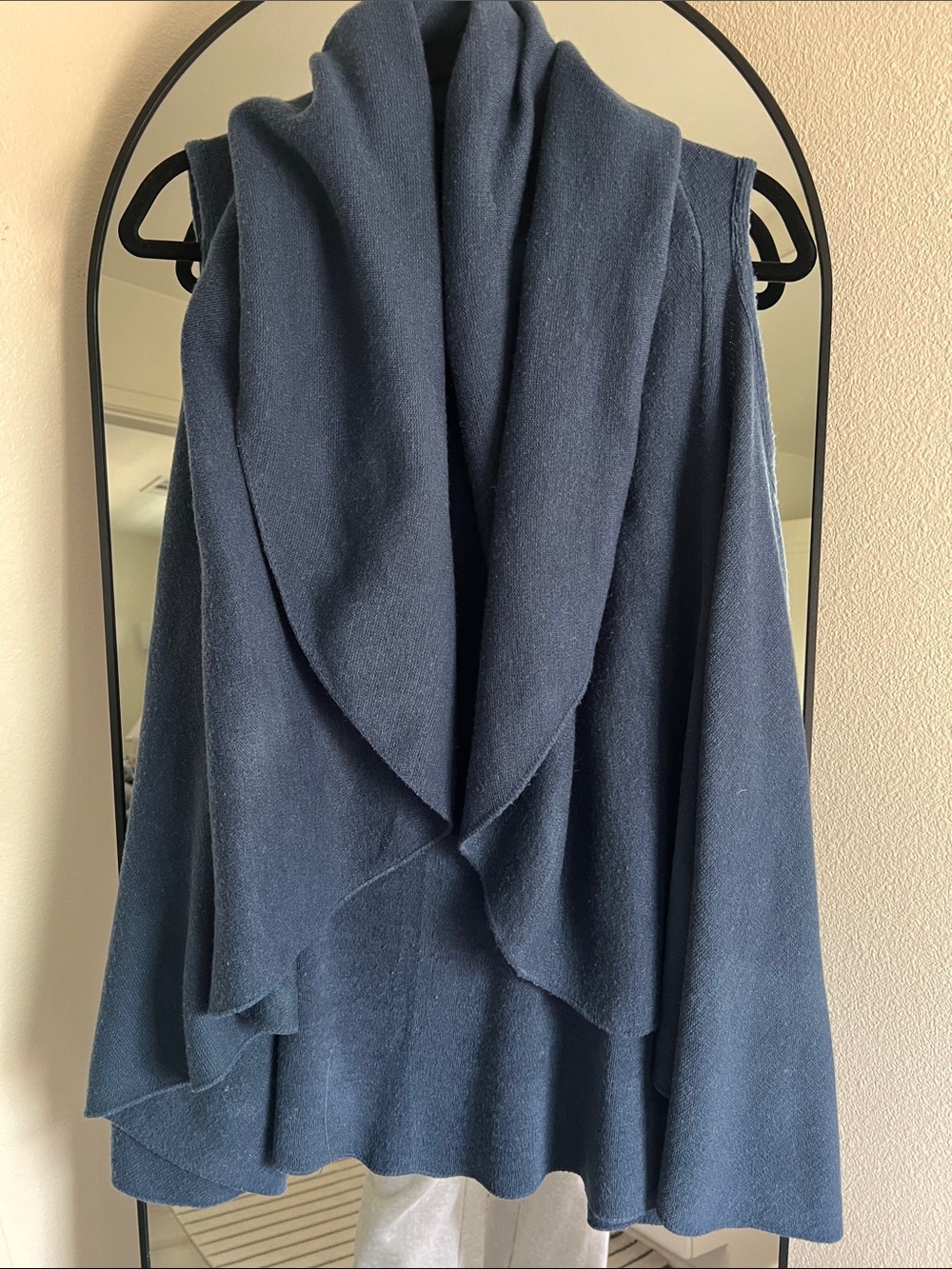 Navy Draped Open Front Knit Cardigan